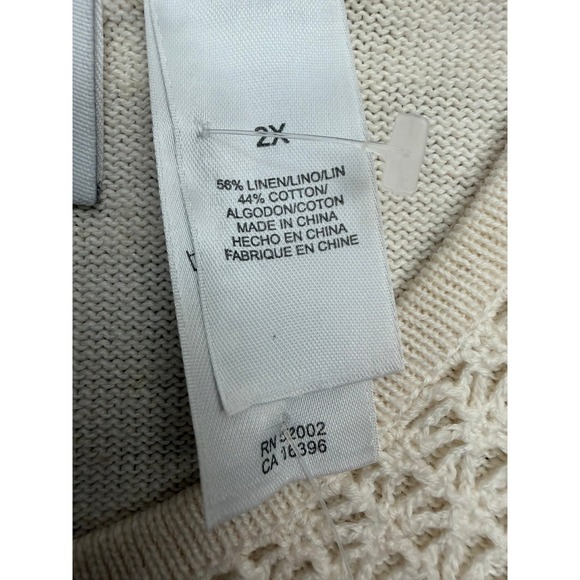 Liz Claiborne Woman Cream Linen Blend Tank Top 2X Crochet Neckline‎ NWT - Picture 6 of 9